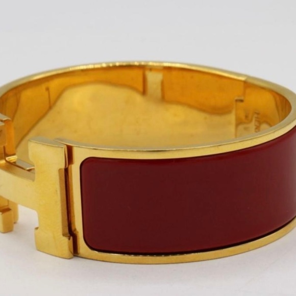 Hermés Gold Clic Clac H Bracelet Rouge - Picture 2 of 4